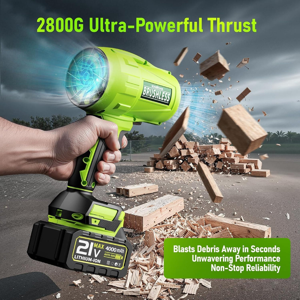 Cordless Leaf Blower with 2 x 4.0Ah Batteries, 650CFM Turbo Jet Blower with Brushless Motor