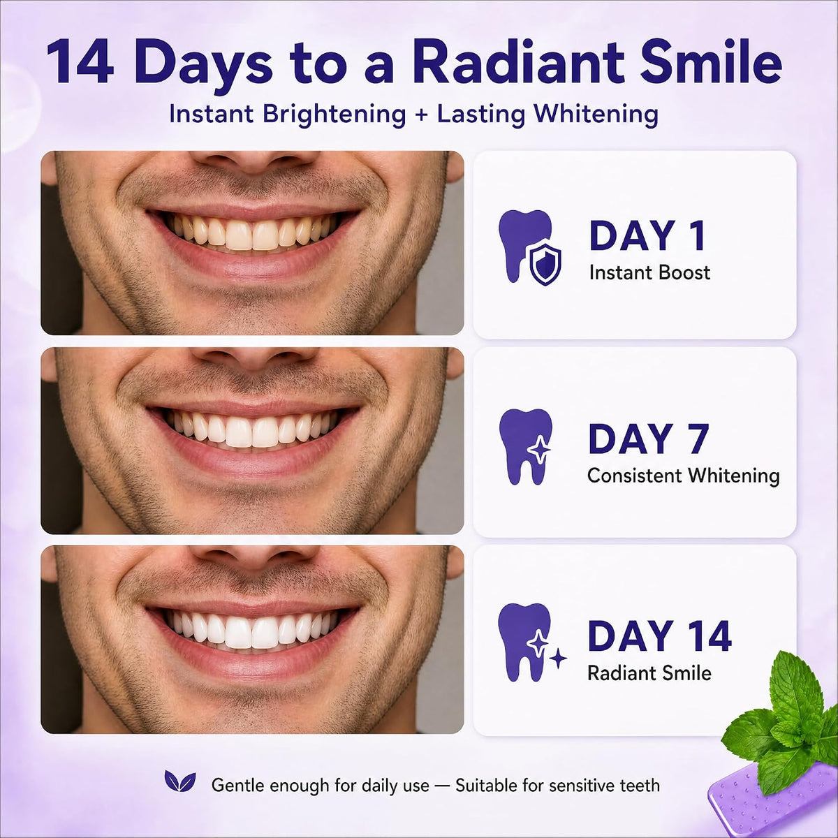Purple Teeth Whitening Strips for Sensitive Teeth