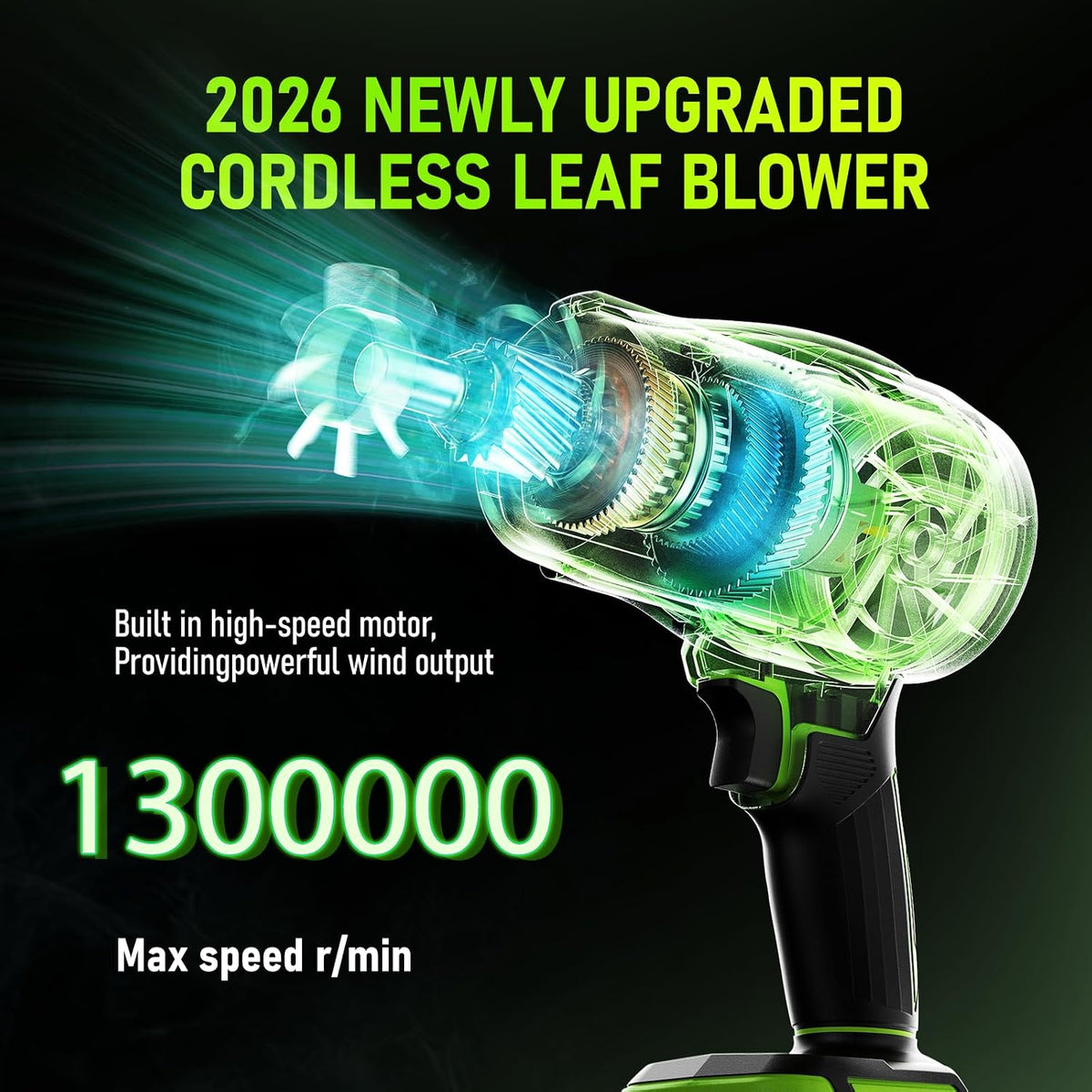 Cordless Leaf Blower with 2 x 4.0Ah Batteries, 650CFM Turbo Jet Blower with Brushless Motor