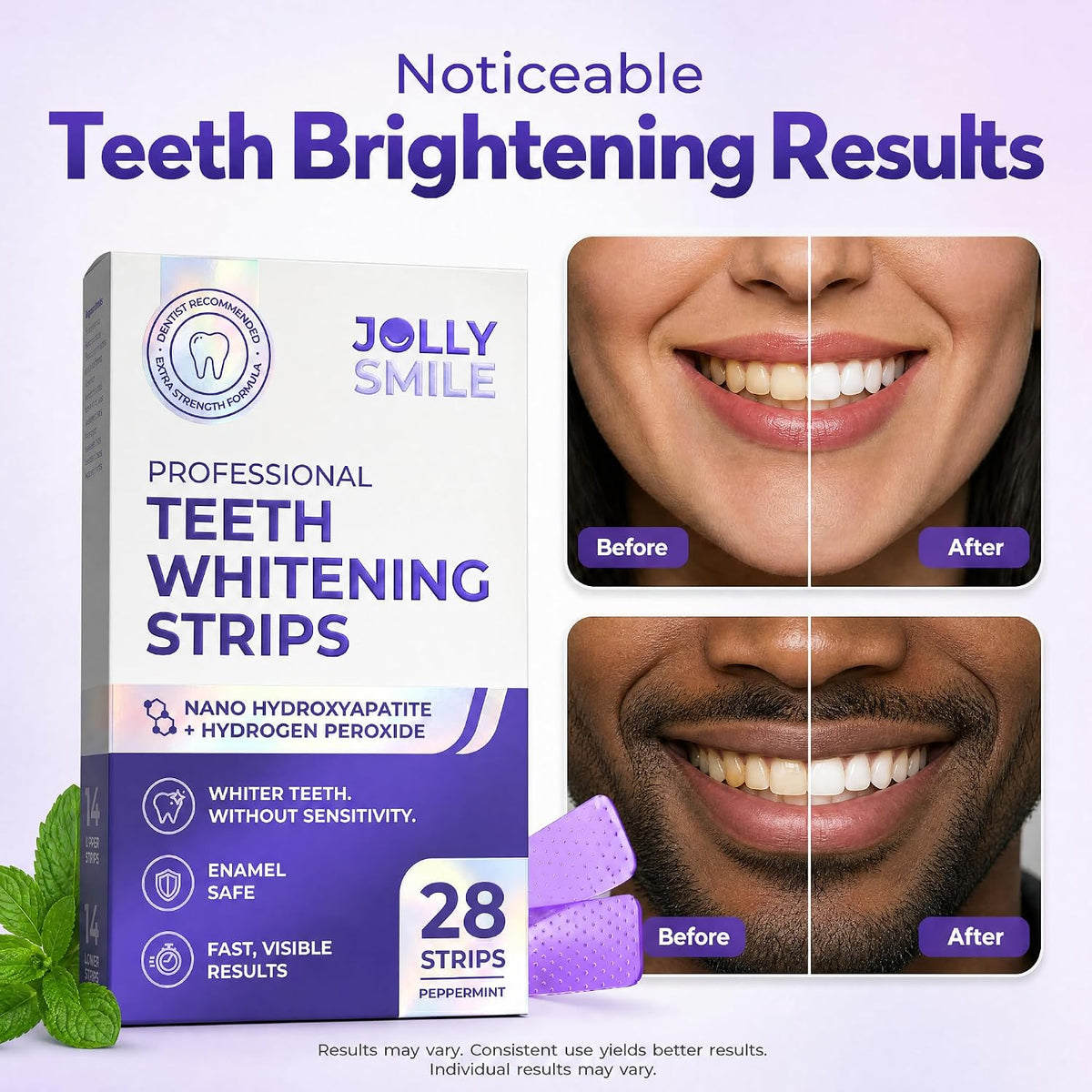 Purple Teeth Whitening Strips for Sensitive Teeth