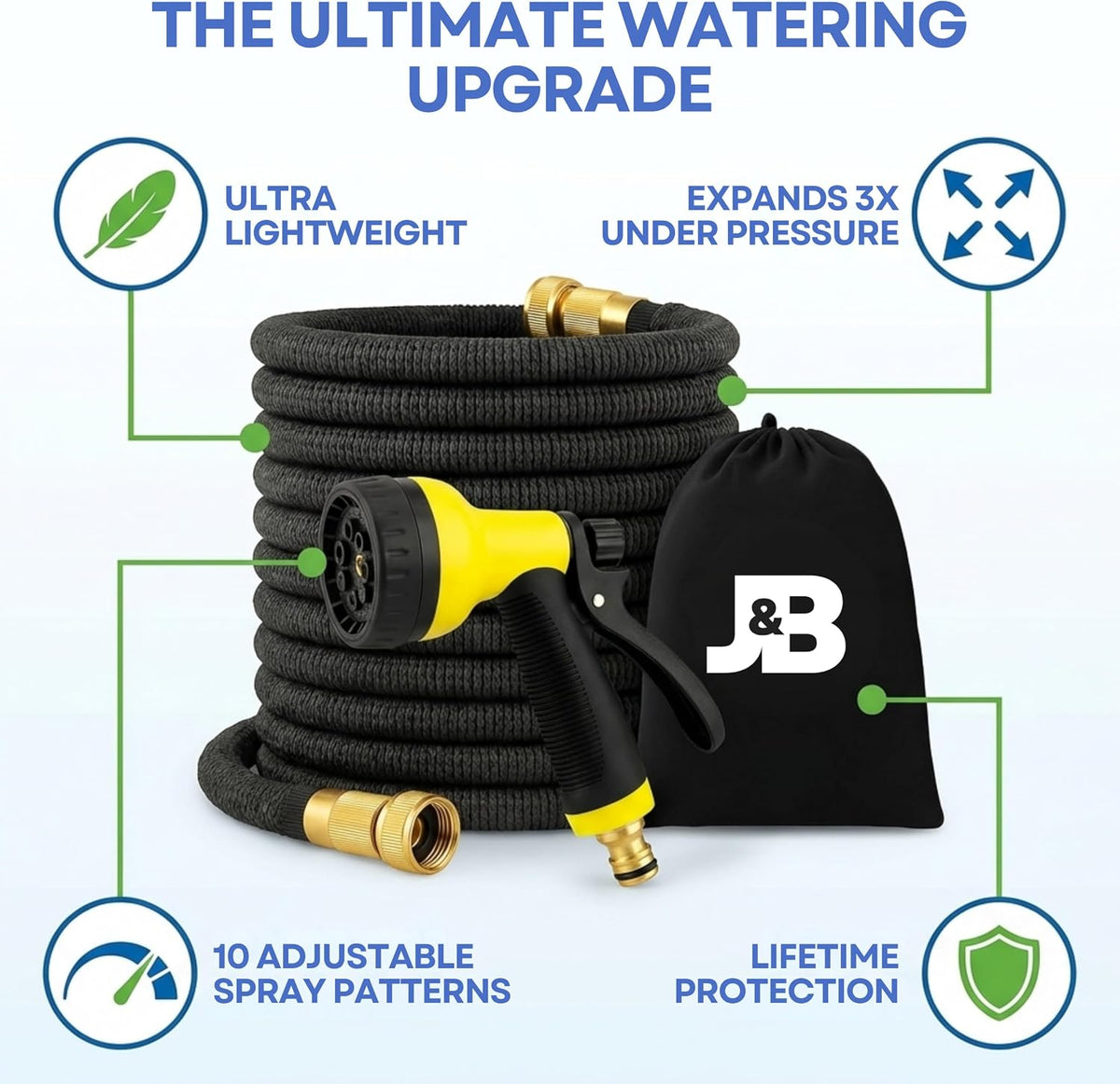 75ft Expandable Garden Hose, Lightweight, Brass Connectors